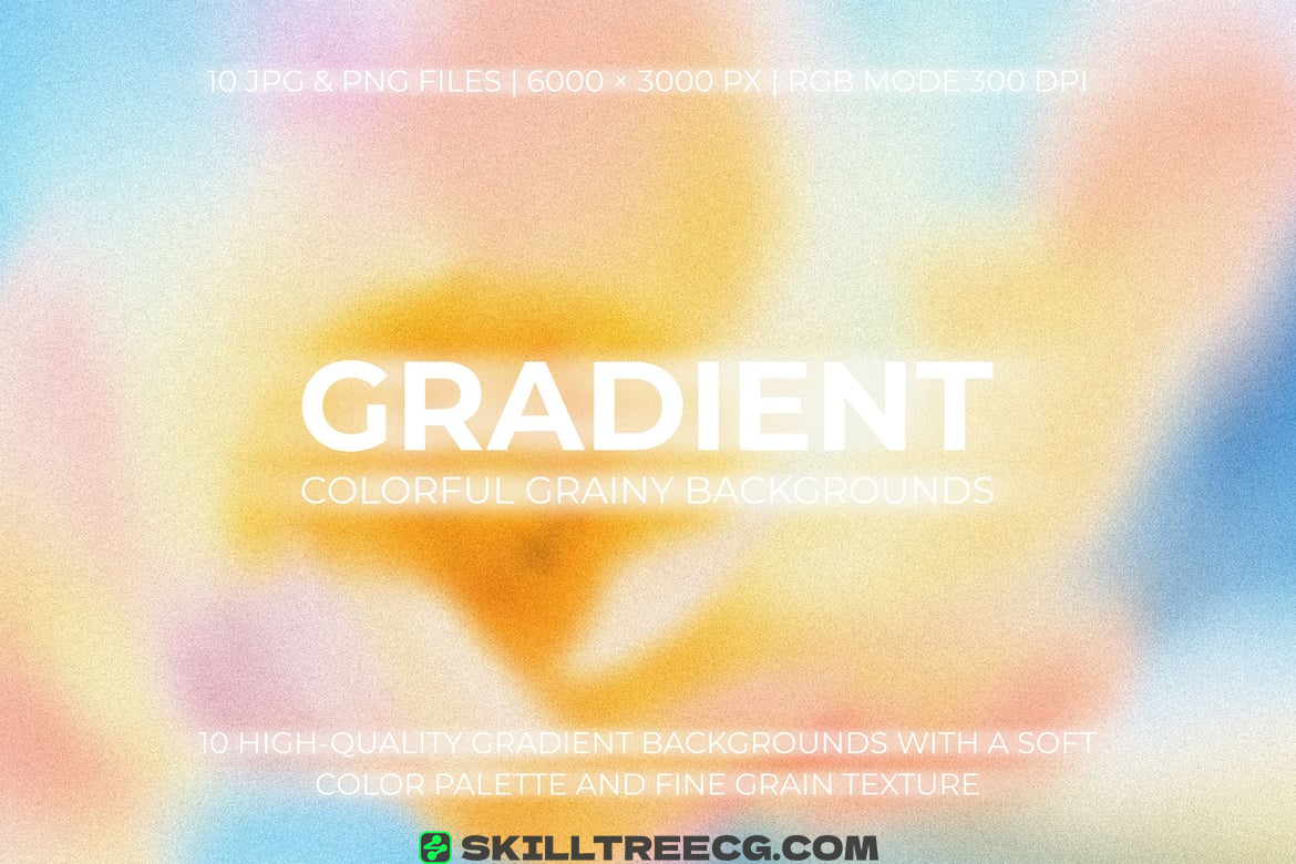 10 Colorful Grainy Gradient Backgrounds（092281）-技能树